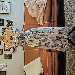 NWOT - Never Worn! Lightweight White with Navy Leaf Print - Tank Dress